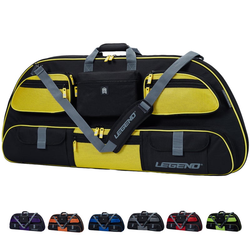 Legend Apollo Soft Bow Case for Compound Bow - Compound Bow Case with Multiple Storage & Foam Padding, Lightweight Bow and Arrow Case for Archery Accessories, Premium Bow Bag - 40" Black/Yellow - Image 1
